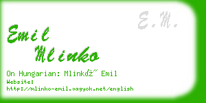 emil mlinko business card